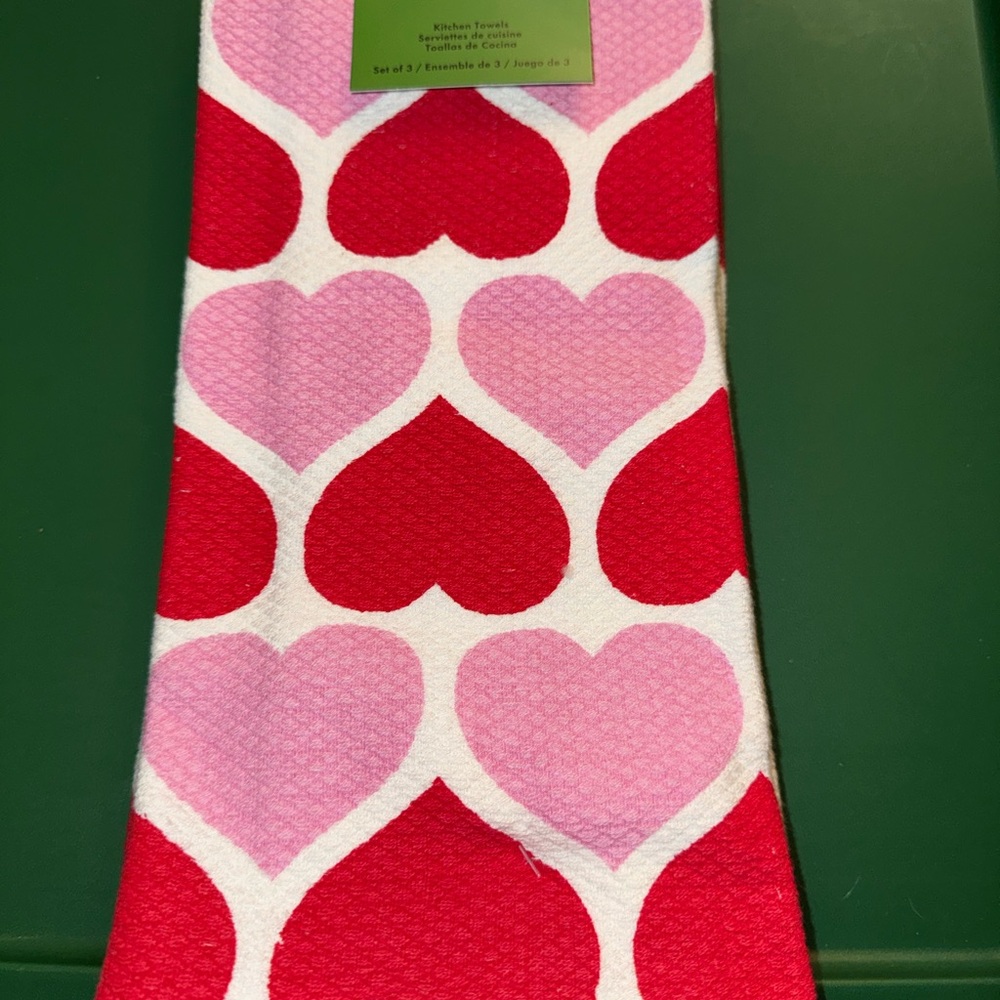 Kate Spade Red and Pink Heart Kitchen Towels